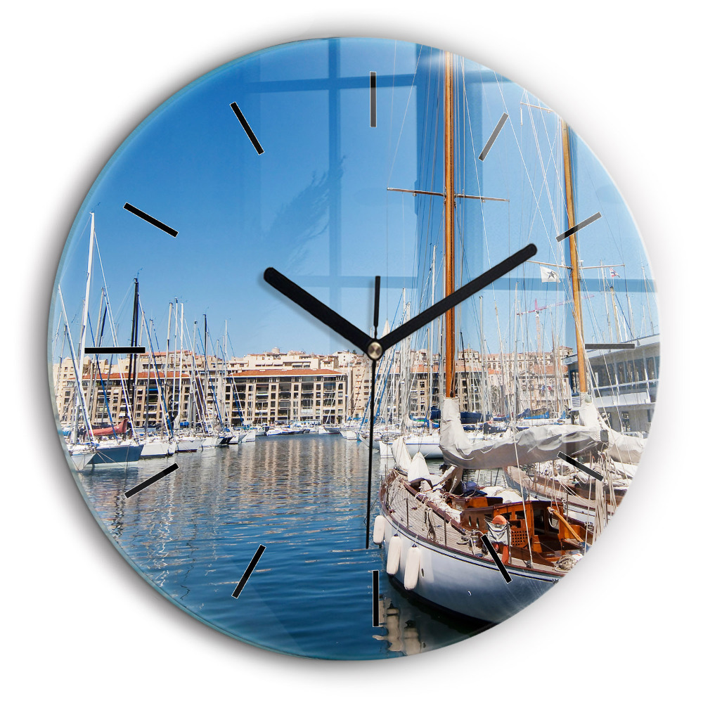 Horloge ronde murale 60 cm Port de plaisance de Marseille France