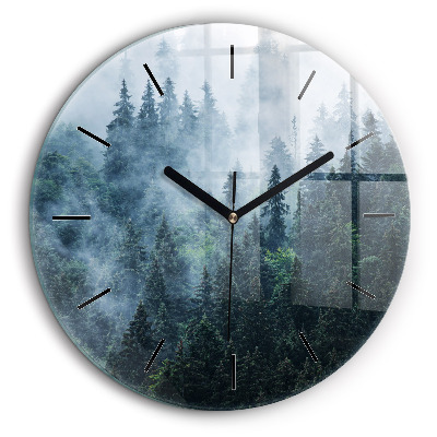 Pendule murale ronde 60 cm Paysage de montagne brumeux