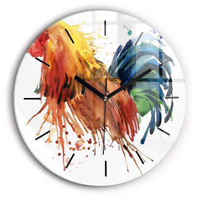 Horloge ronde murale 60 cm Coq coloré