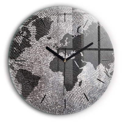 Horloge ronde murale 60 cm Carte du monde en béton