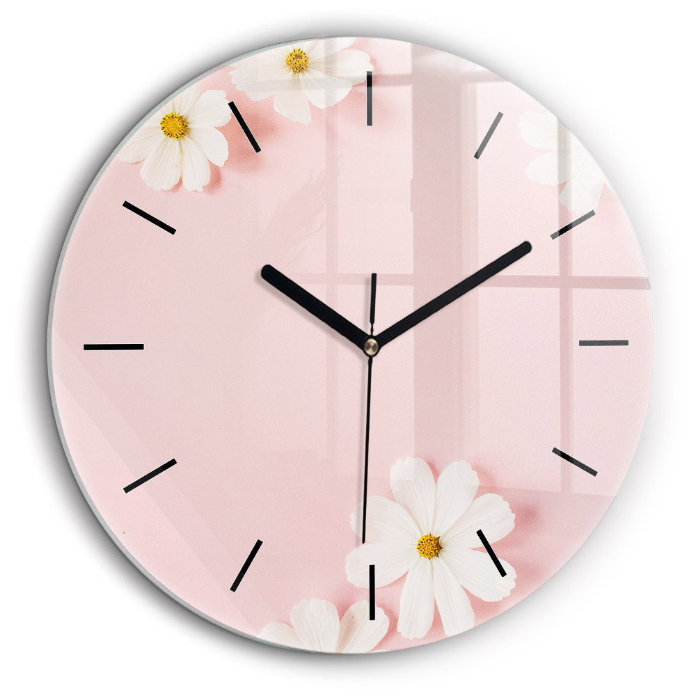 Pendule murale ronde 60 cm Fleurs de marguerite