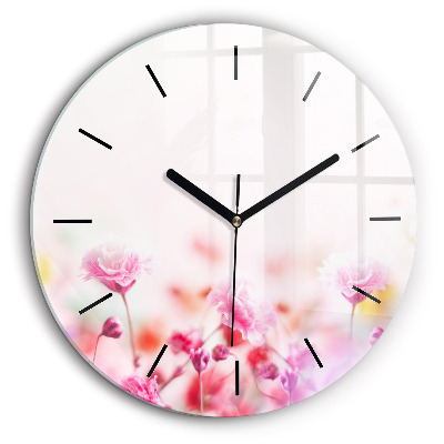 Horloge ronde en verre 60 cm Fleurs dans une prairie