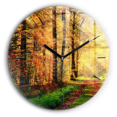 Horloge ronde murale 60 cm Paysage forestier d'automne