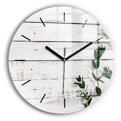 Horloge ronde en verre 60 cm Planches en bois clair