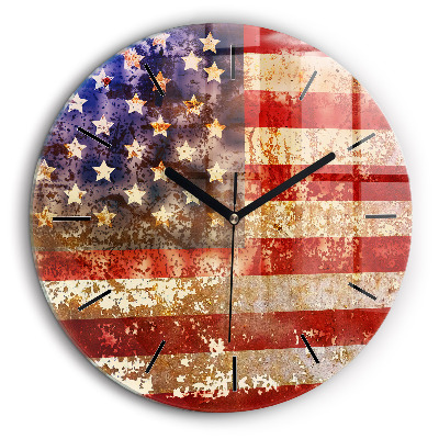 Pendule murale ronde 60 cm Drapeau américain en style vintage