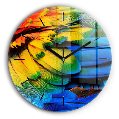 Horloge ronde en verre 60 cm Ailes d'oiseaux colorées