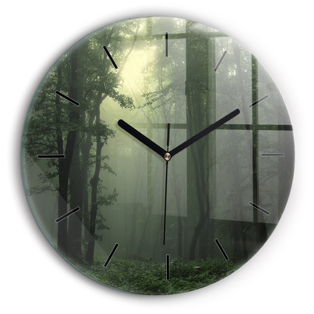 Horloge ronde 60 cm Forêt brumeuse le matin