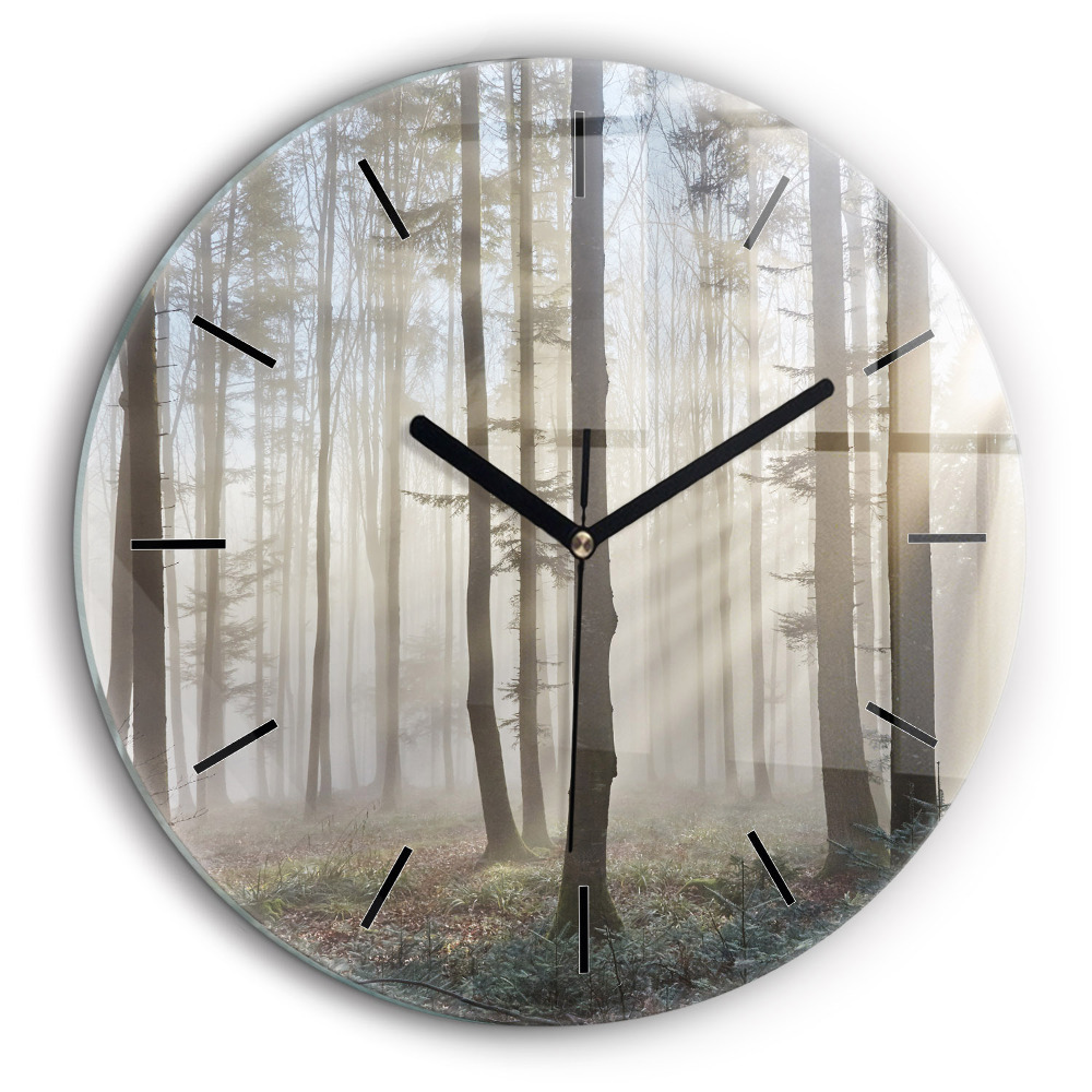 Horloge ronde 60 cm Forêt dans la brume