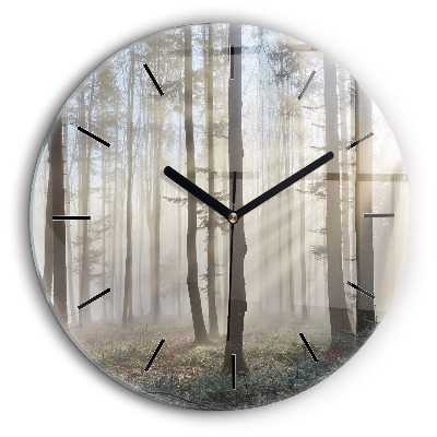Horloge ronde 60 cm Forêt dans la brume