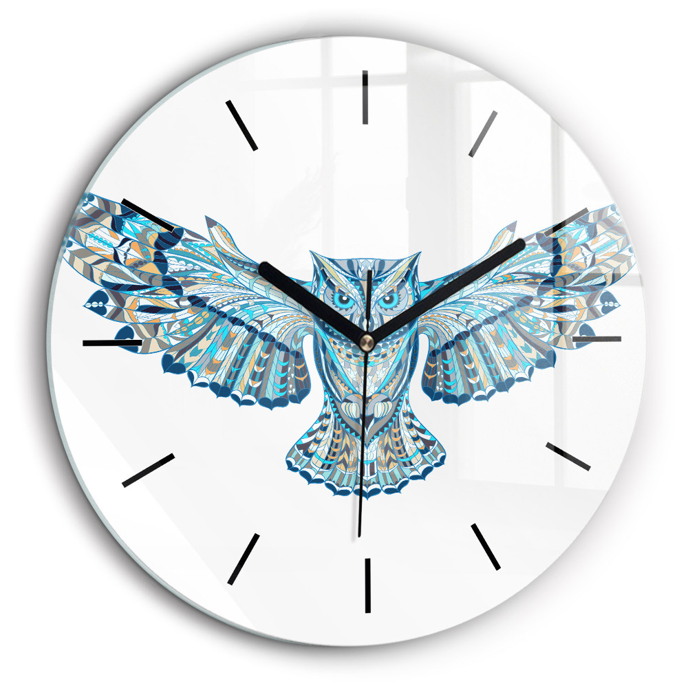 Horloge ronde en verre 60 cm Hibou en vol