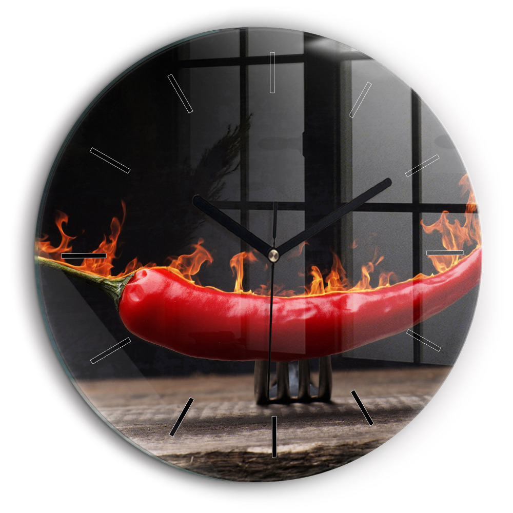 Horloge ronde en verre 60 cm Pepperoni au poivre