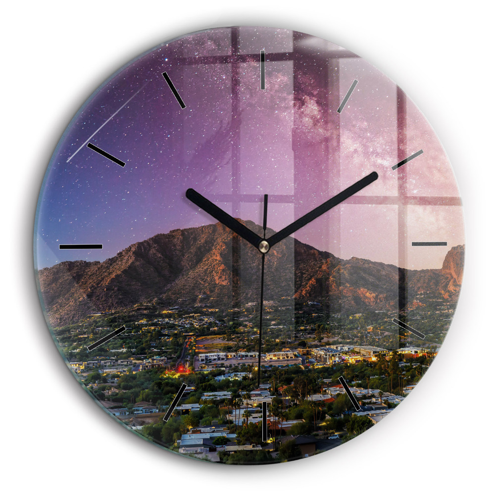 Horloge ronde murale 60 cm Paysage de montagne