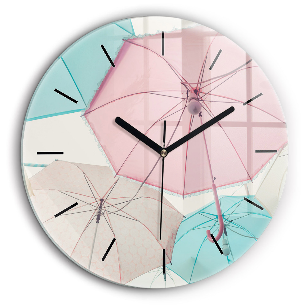 Pendule murale ronde 60 cm Parapluies pastel