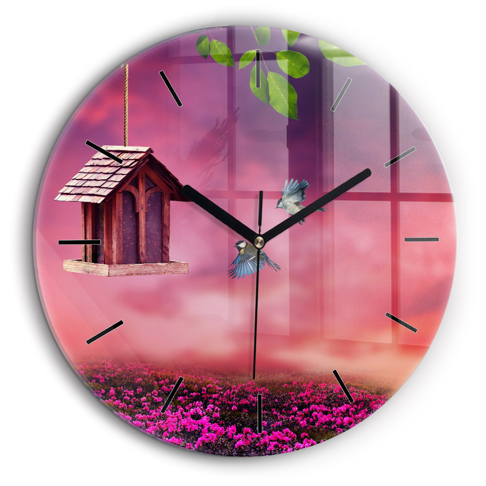 Horloge ronde murale 60 cm Maison d'oiseau