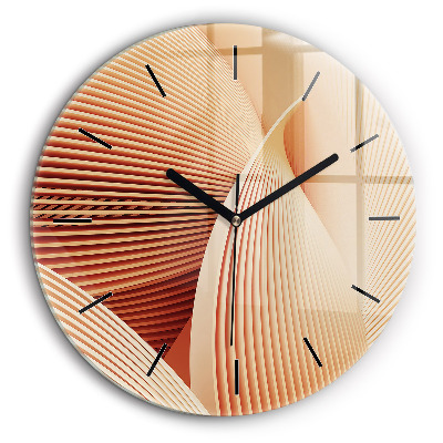 Horloge ronde en verre 60 cm Motif abstrait de vagues