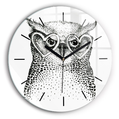 Horloge ronde murale 60 cm Hibou dessiné avec des lunettes