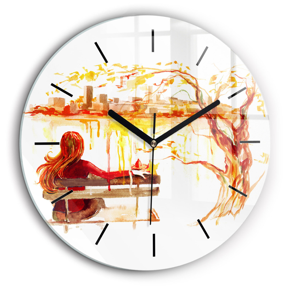 Horloge ronde murale 60 cm Paysage d'automne