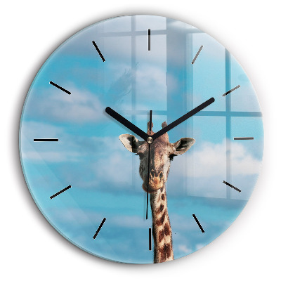 Horloge ronde murale 60 cm Tête de girafe sur fond de ciel