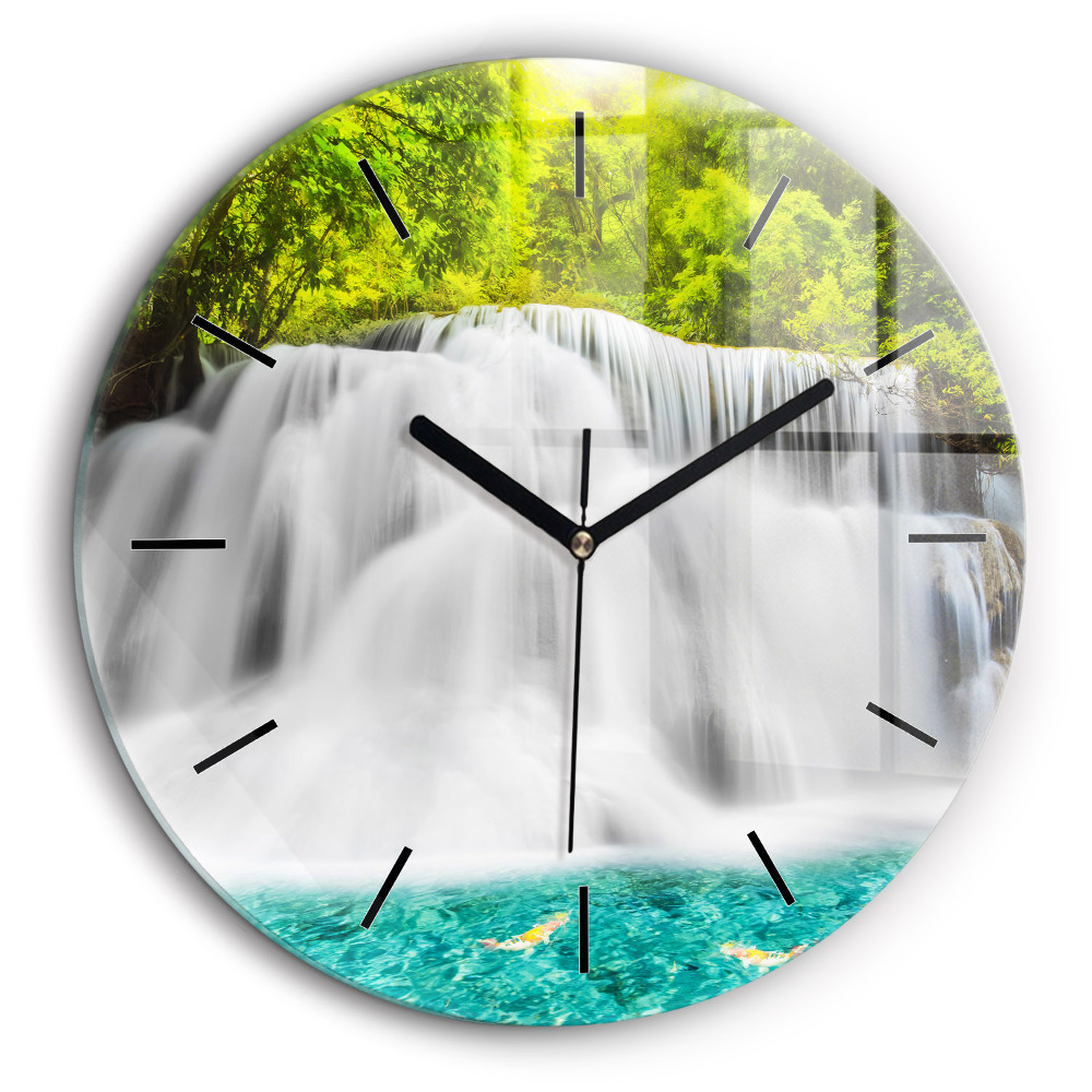 Horloge ronde en verre 60 cm Chute d'eau en Thaïlande