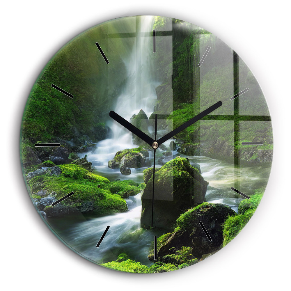 Horloge ronde murale 60 cm Cascade et rochers