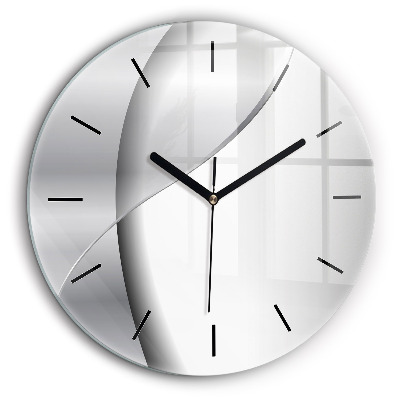 Horloge ronde en verre 60 cm Abstraction argentée