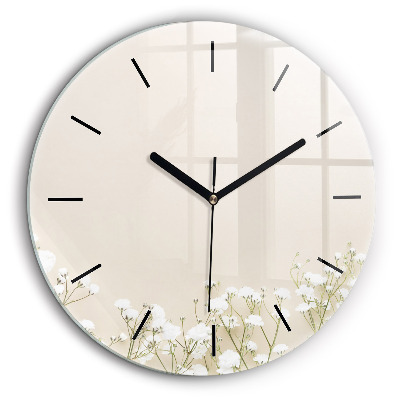 Pendule murale ronde 60 cm Gypsophile en fleurs