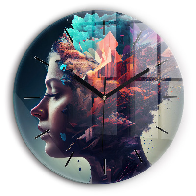 Horloge ronde 60 cm Femme abstraite