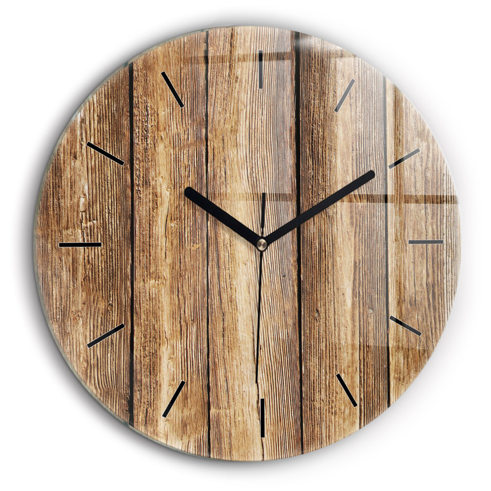 Pendule murale ronde 60 cm Planches en bois