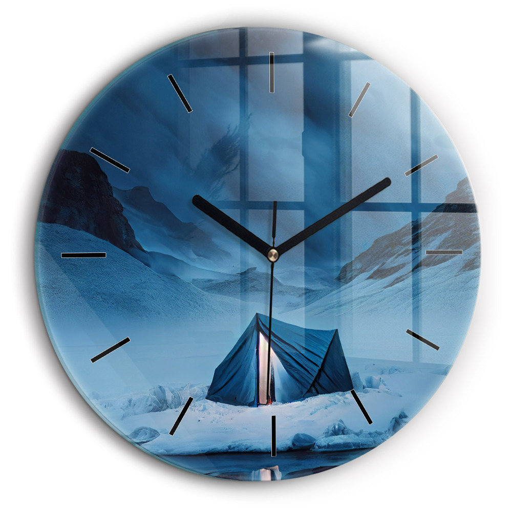 Horloge ronde murale 60 cm Tente dans les montagnes d'Islande