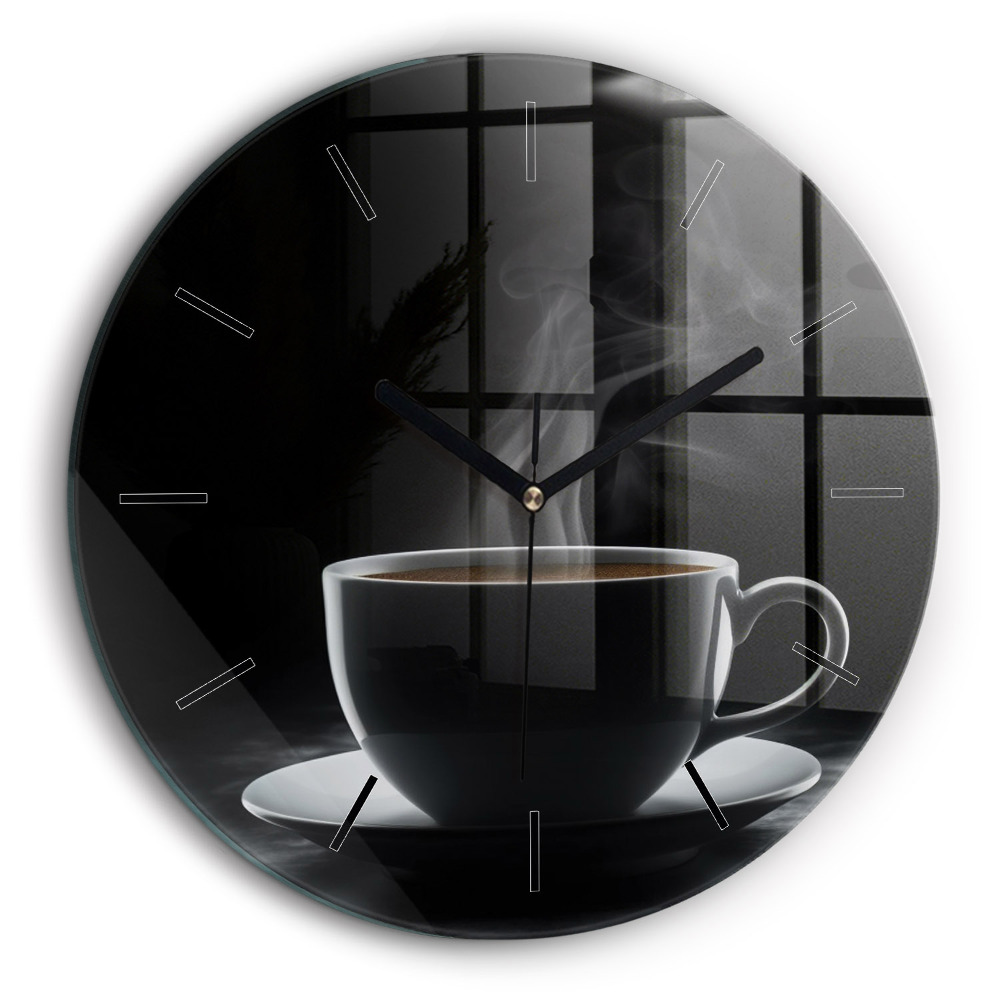 Horloge ronde 60 cm Tasse de café noir