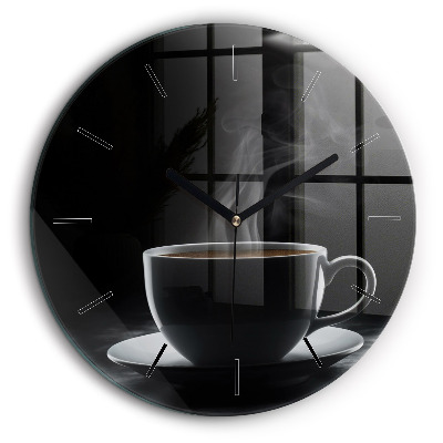 Horloge ronde 60 cm Tasse de café noir