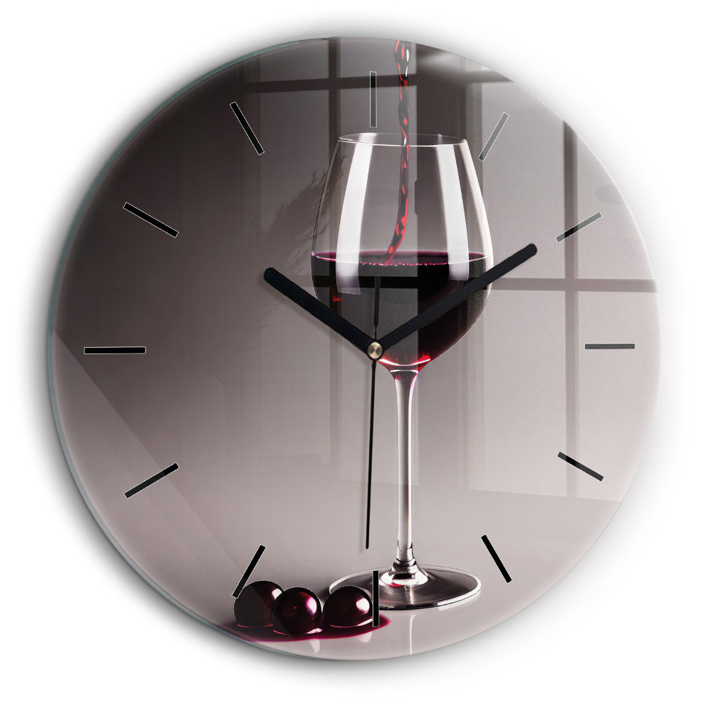 Horloge ronde en verre 60 cm Lampe de vin rouge