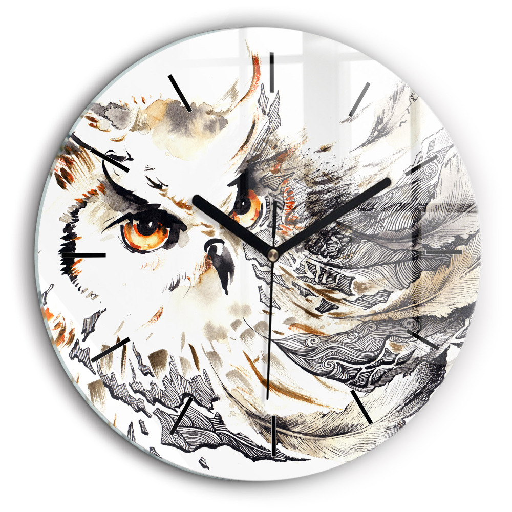 Pendule murale ronde 60 cm Hibou symbole de sagesse