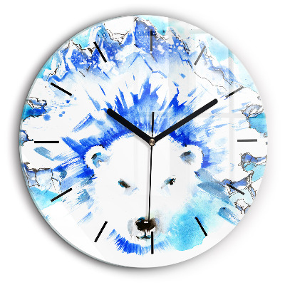 Pendule murale ronde 60 cm Ours sur fond de glace