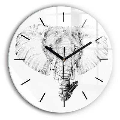 Horloge ronde 60 cm Tête d'éléphant graphique