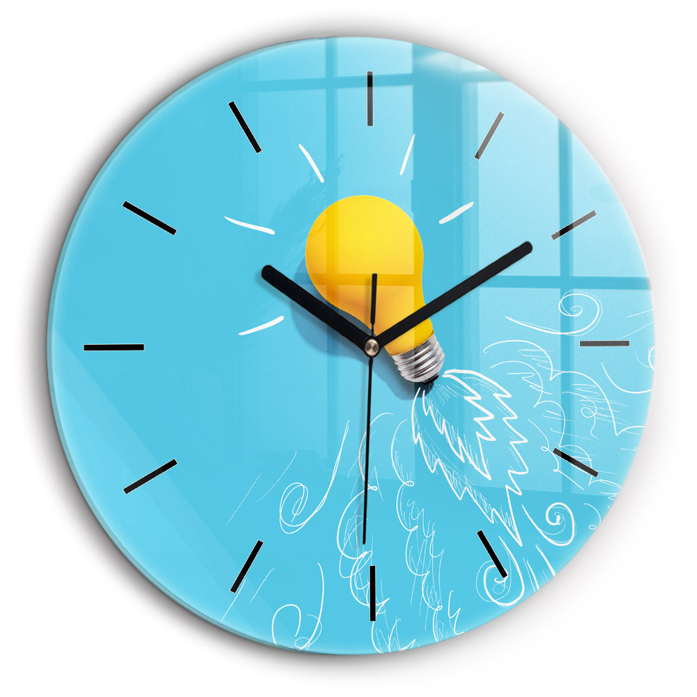 Horloge ronde en verre 60 cm Dessin d'ampoule