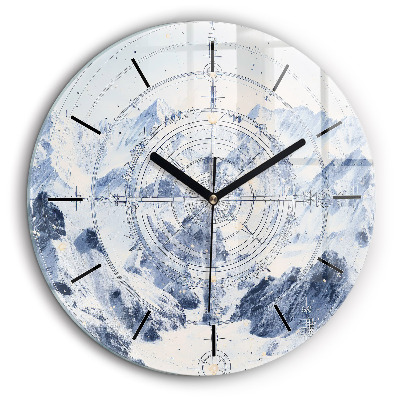 Horloge ronde 60 cm Dessins bleus