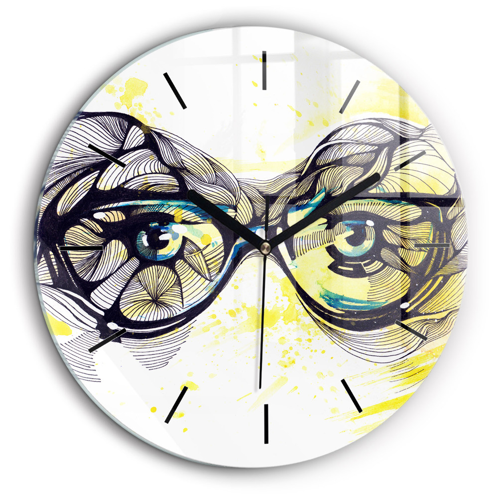 Horloge ronde murale 60 cm Yeux dans des lunettes