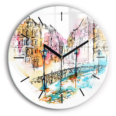 Pendule murale ronde 60 cm Architecture peinte