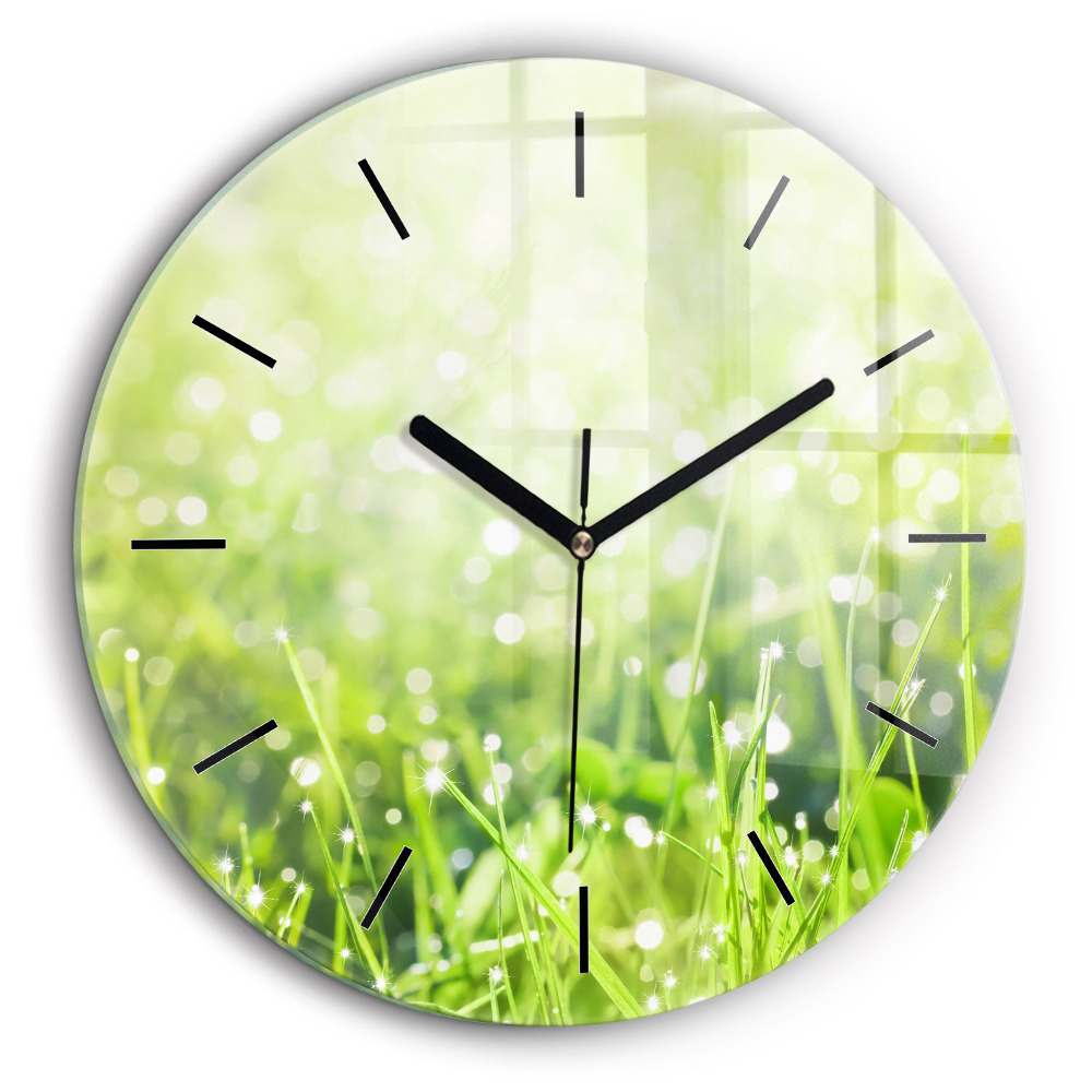 Horloge ronde murale 60 cm Herbe verte