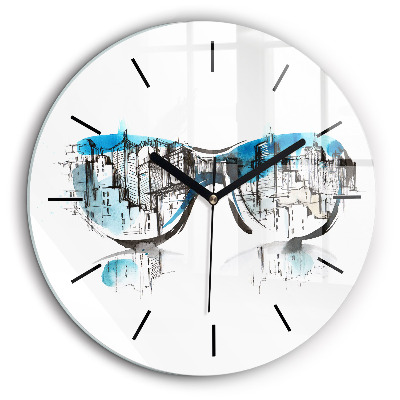 Horloge ronde murale 60 cm La ville en lunettes