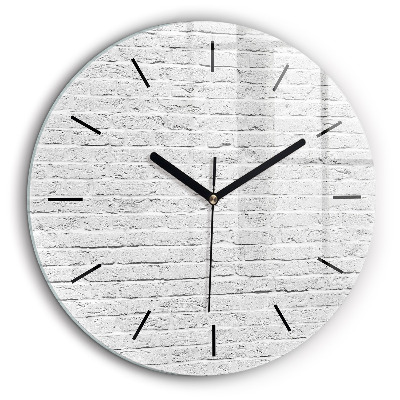 Horloge ronde en verre 60 cm Mur de briques claires