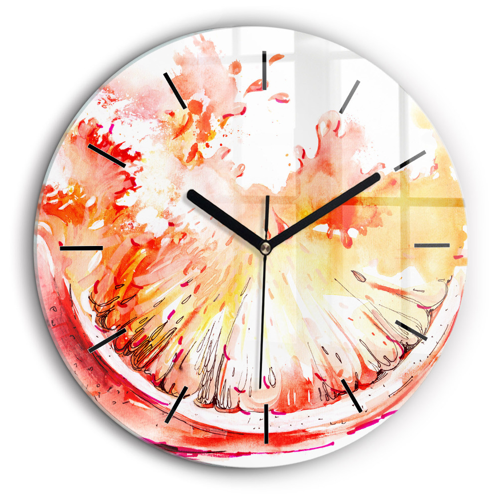 Horloge ronde en verre 60 cm Orange peinte