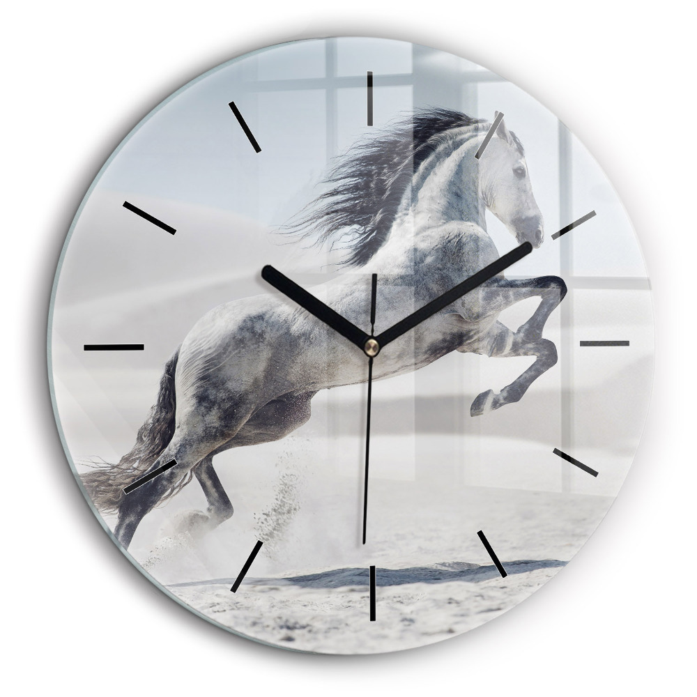 Horloge ronde murale 60 cm Cheval blanc au galop