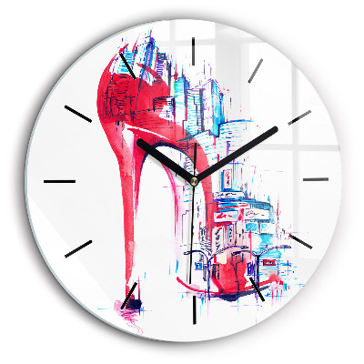 Horloge ronde en verre 60 cm Talon rouge