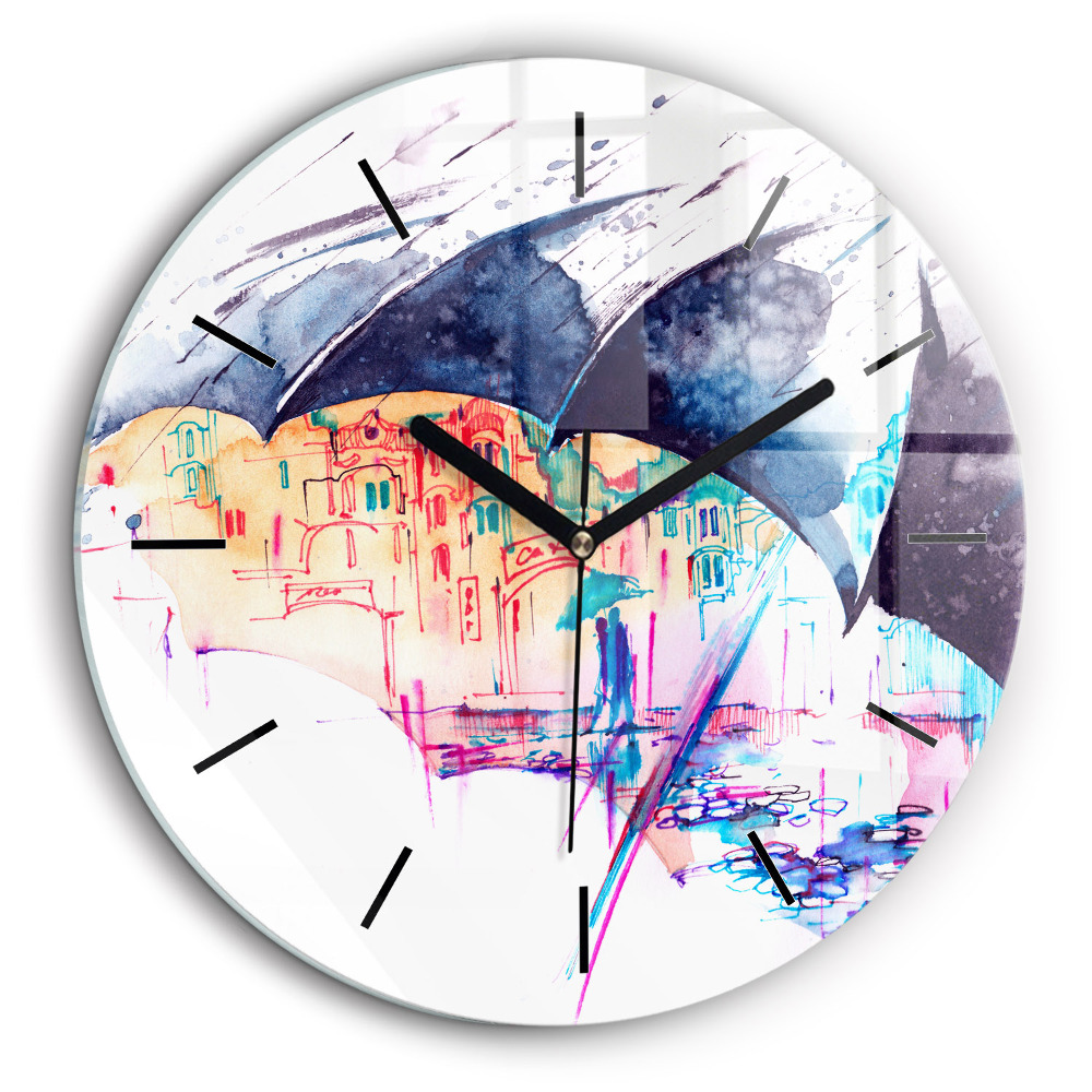 Horloge ronde murale 60 cm Parapluie et ville