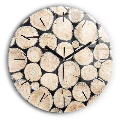 Horloge ronde en verre 60 cm Tronc d'arbre coupé