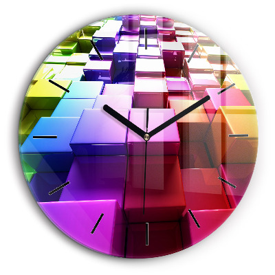Pendule murale ronde 60 cm Cubes colorés