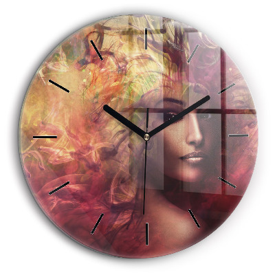 Horloge ronde 60 cm Portrait de femme
