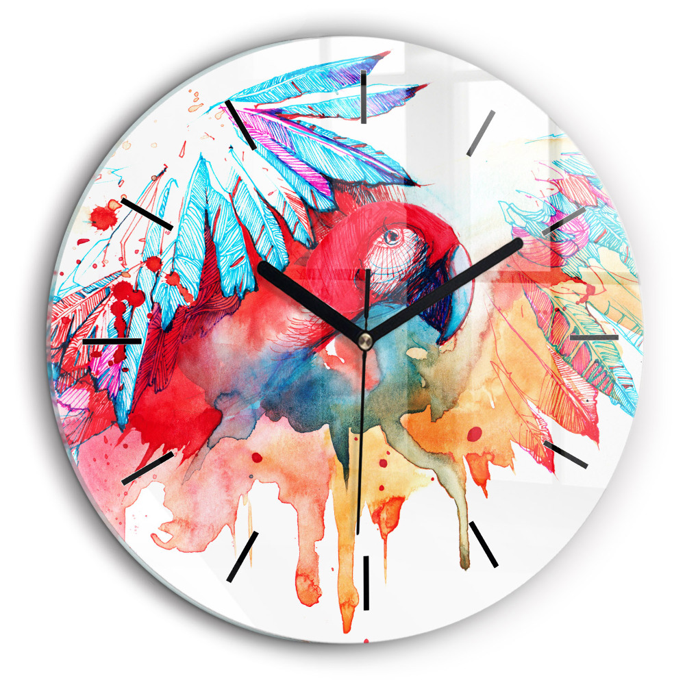 Horloge ronde murale 60 cm Perroquet rouge coloré